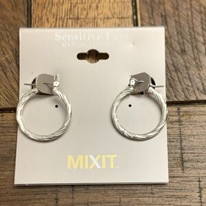 Mixit Twisted Silver Hoop Earrings